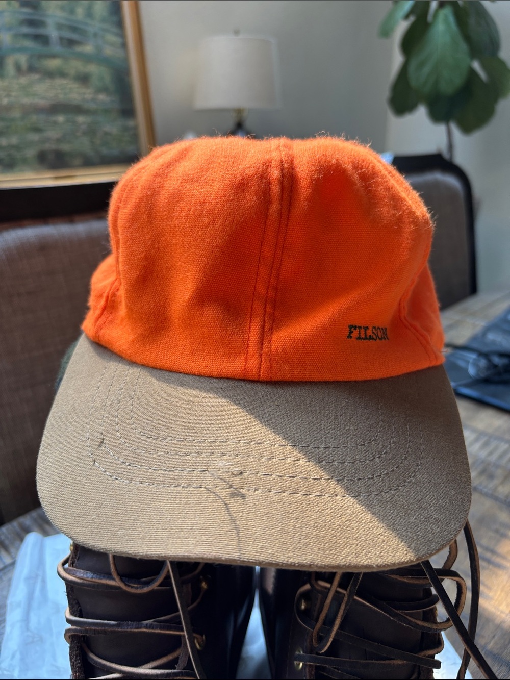 Filson Kids Orange Crown Tan Brim Cap